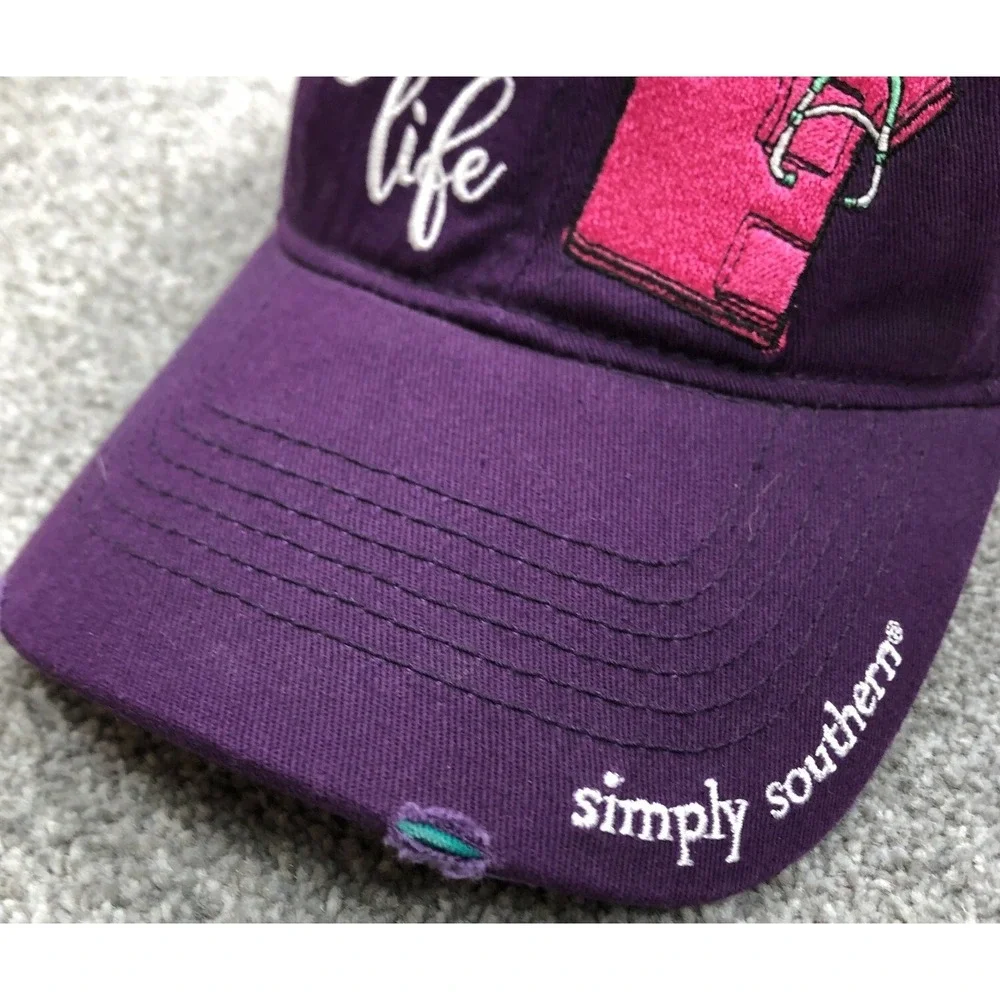 Simply Southern Hat Cap Strap Back‎ Purple Twill Scrub Life Nurse Ladies Womens